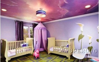 Натяжной потолок в детскую цветной глянец одноуровневый от 7 кв.м в Барановичах 